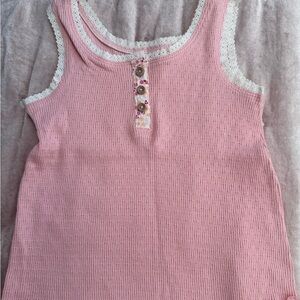 Zara Pink Kids Tank Top with Lace Trim